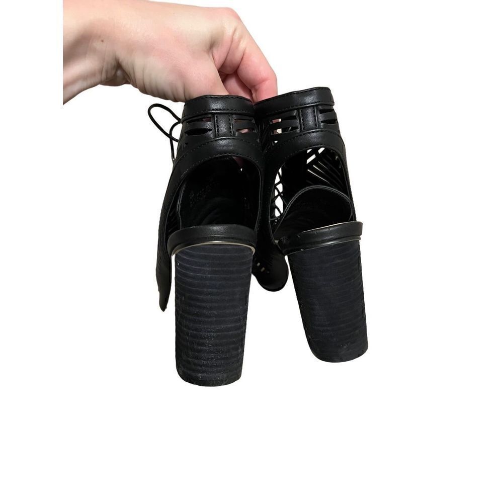 Sam Edelman Rocco Black Cut Out Lace Up Open Toe‎ Heel Bootie Size 8 - Picture 3 of 12